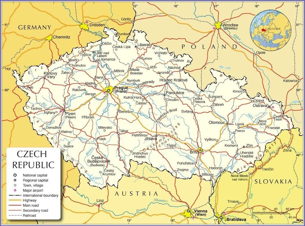 プラハチェコ共和国-地図