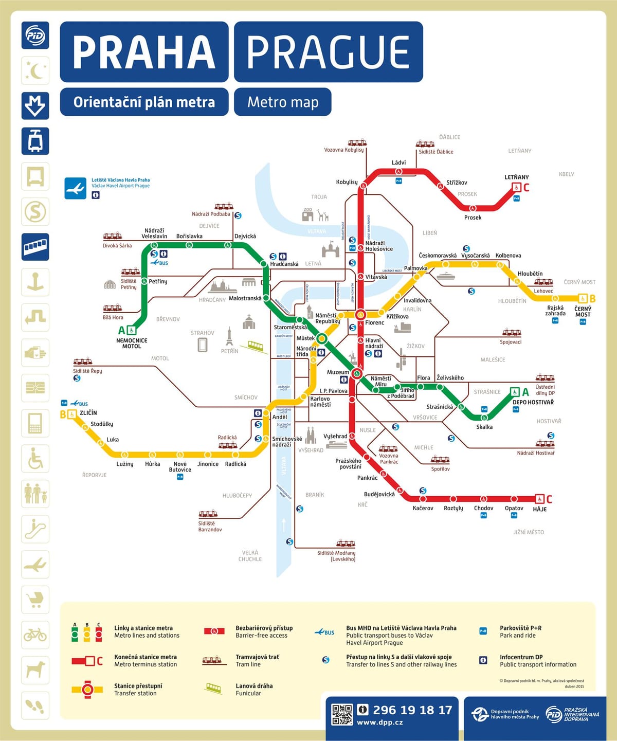 andelメトロの駅のプラハの地図
