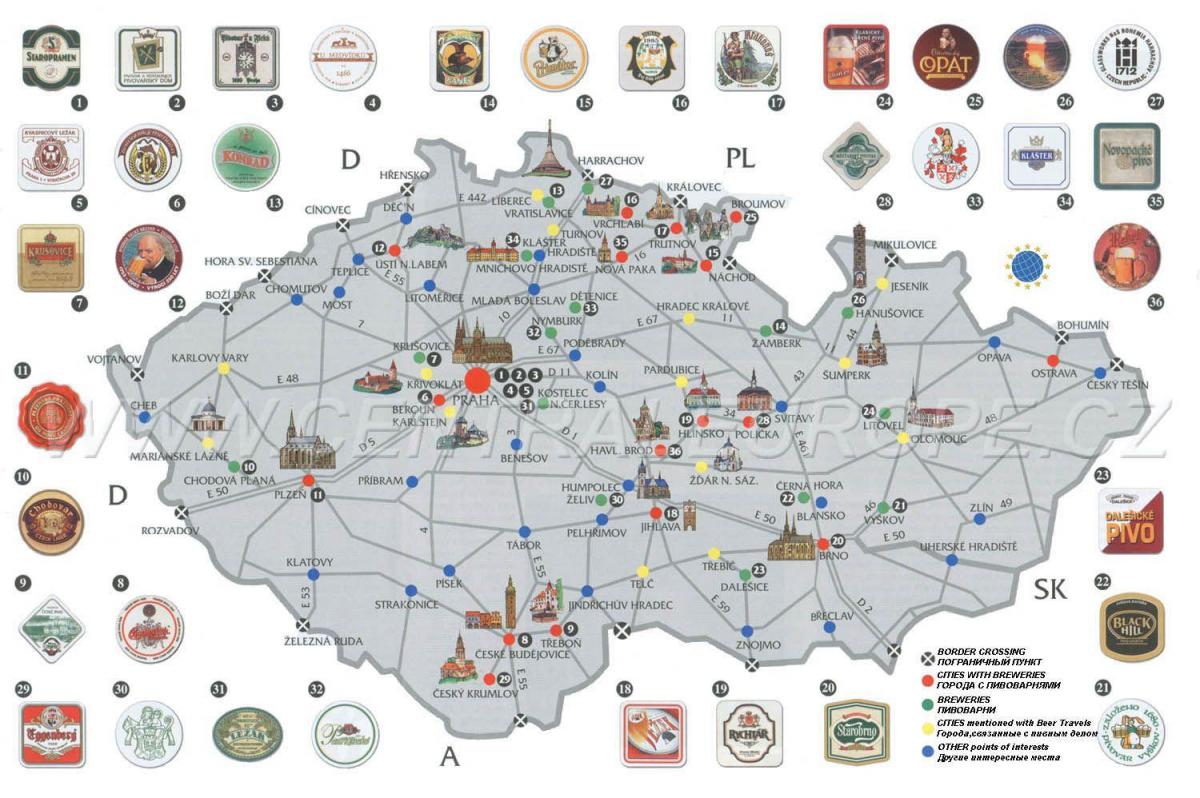 ビールの地図プラハ