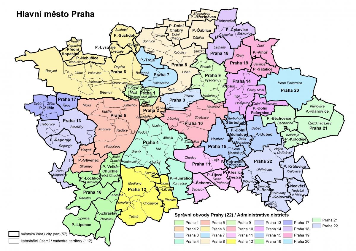 プラハシティ地区の地図