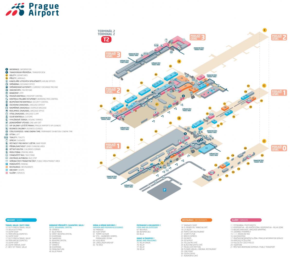地図プラハの空港第2ターミナル