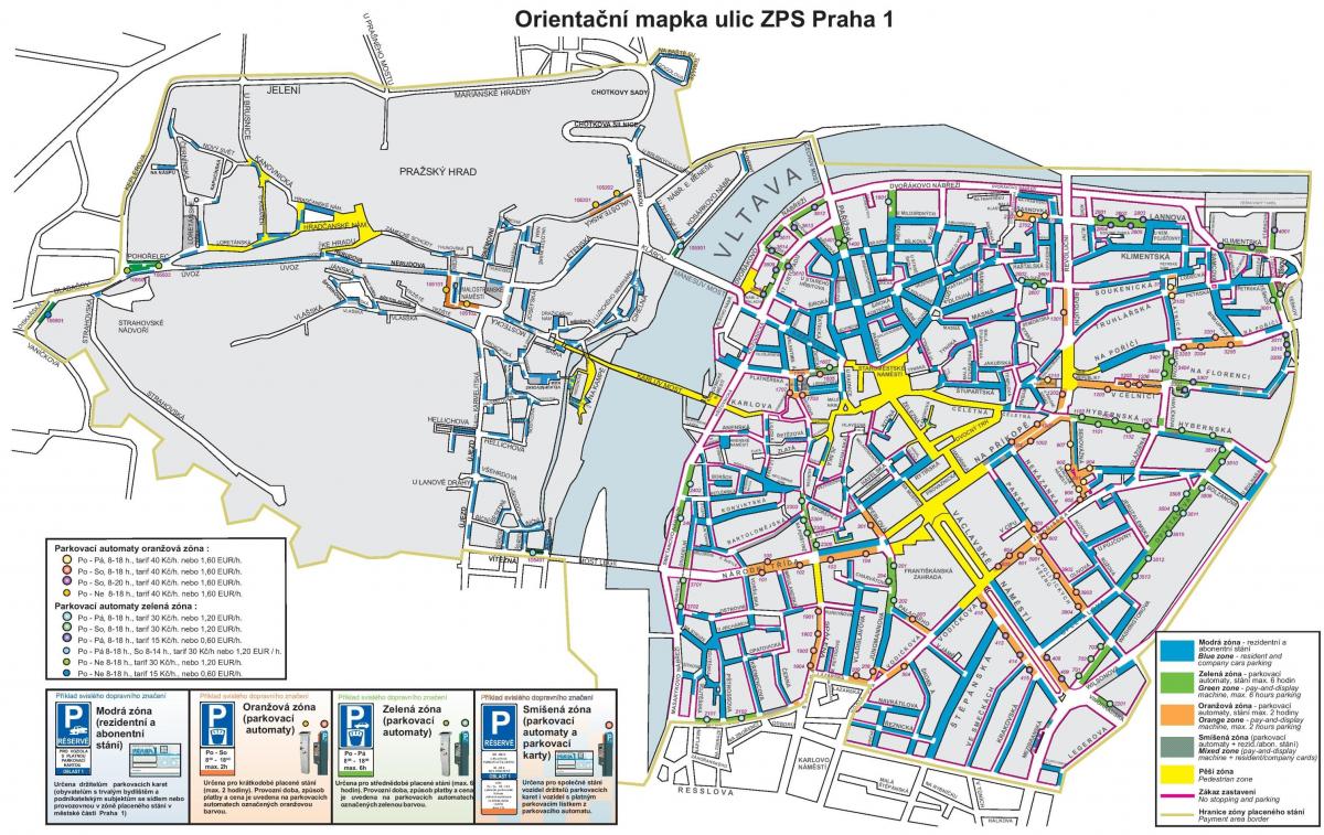 プラハの無料駐車場を地図