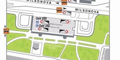 地図プラハの主要鉄道駅