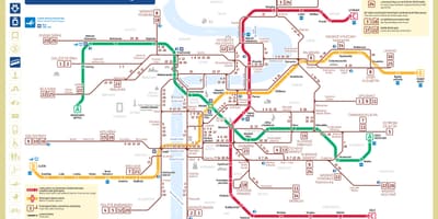 プラハの路面電車や地下鉄の地図