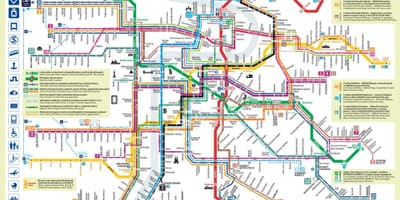 プラハ公共交通機関の地図