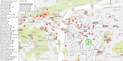 ヴァーツラフ広場のプラハの地図
