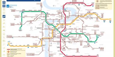 プラハの路面電車や地下鉄の地図